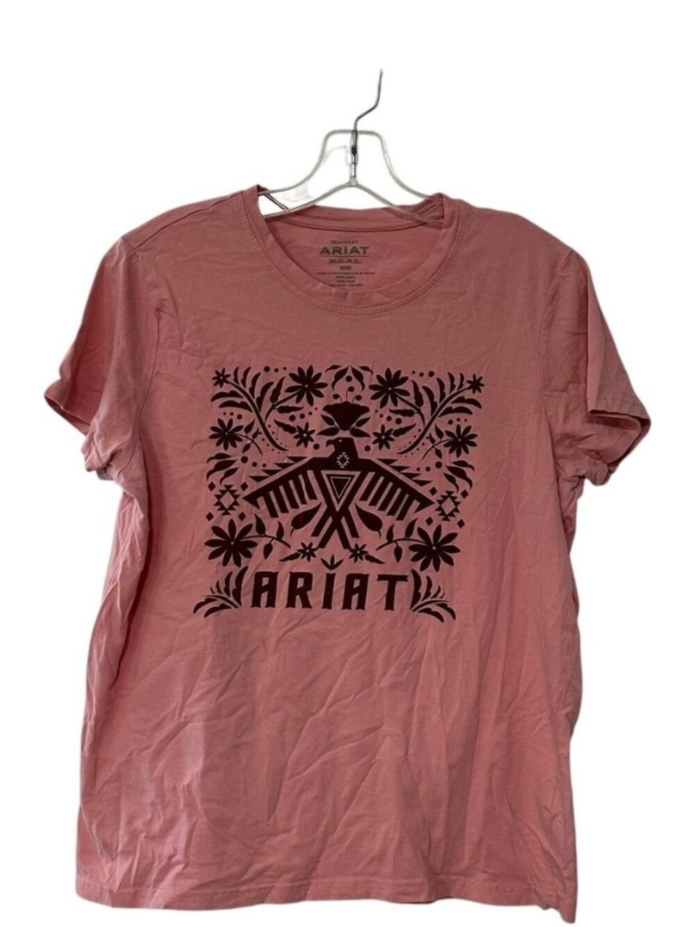Ariat Women's Short Sleeve T-Shirt Round Neck Pink Size Medium Relaxed Fit